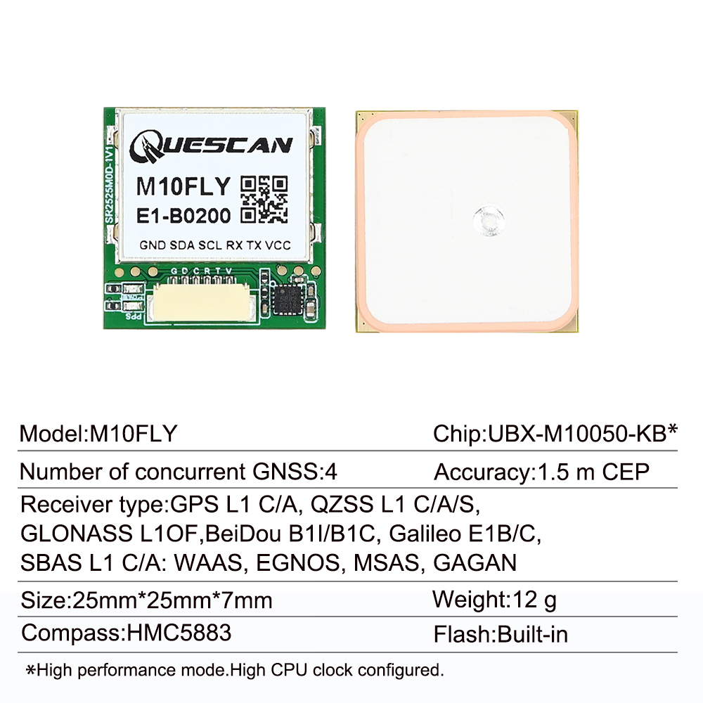 Quescan 25mm*25mm M10FLY 10Hz  - Drone Gps Module review and price